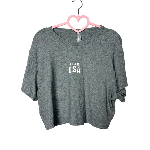 Skims Heather Gray Team USA Cropped Short Sleeve T-Shirt Size 4X - Picture 2 of 5